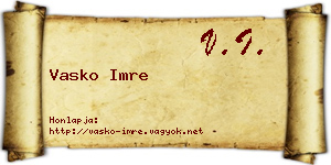 Vasko Imre névjegykártya